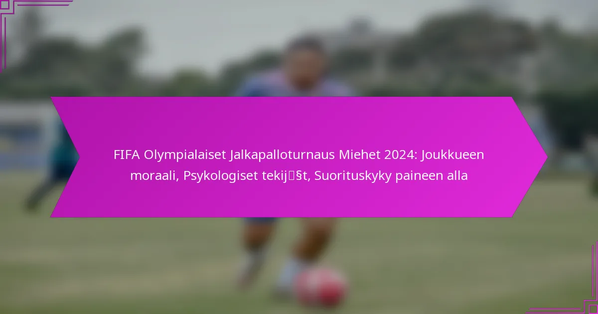 FIFA Olympialaiset Jalkapalloturnaus Miehet 2024: Joukkueen moraali, Psykologiset tekijät, Suorituskyky paineen alla