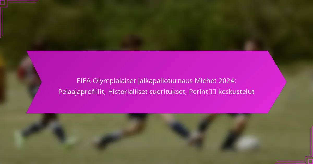 FIFA Olympialaiset Jalkapalloturnaus Miehet 2024: Pelaajaprofiilit, Historialliset suoritukset, Perintö keskustelut