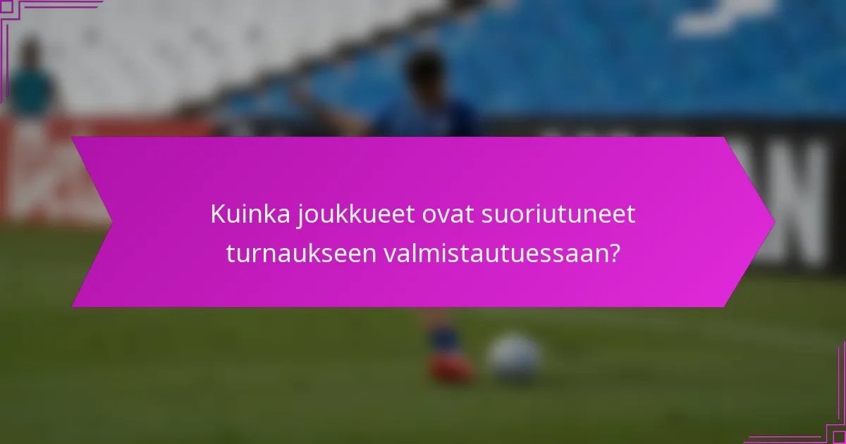 Kuinka joukkueet ovat suoriutuneet turnaukseen valmistautuessaan?